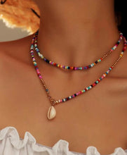 Load image into Gallery viewer, Mini Beaded Seashell Double Necklace
