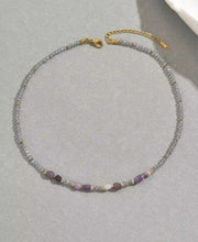 Load image into Gallery viewer, Beaded Sparkle Necklace with Lavender Center Stones
