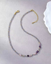 Load image into Gallery viewer, Beaded Sparkle Necklace with Lavender Center Stones
