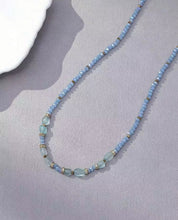 Load image into Gallery viewer, Light Blue Beaded Sparkle Necklace with Aqua Center Stones
