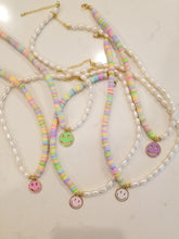Load image into Gallery viewer, Pastel Bead and Pearl Happy Face Necklace
