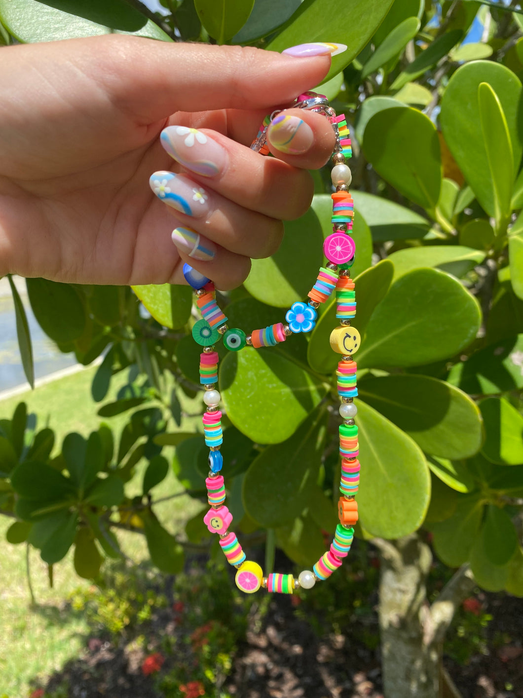 Bright Beaded Charms Necklace and Bracelet Set