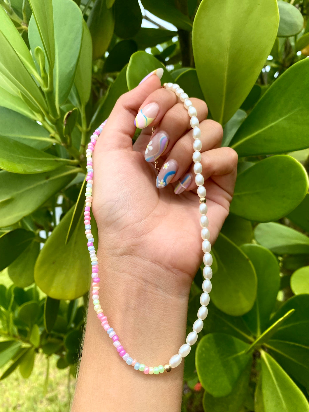 Pearl and Pastel Bead Necklace