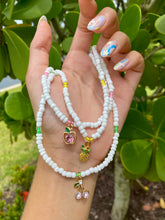 Load image into Gallery viewer, White Beaded Crystal Fruit Charm Necklace
