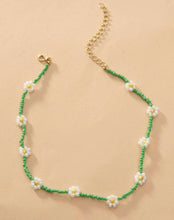 Load image into Gallery viewer, Green and White Delicate Daisy Necklace
